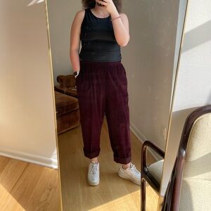 Burgundy Maroon Elastic Waist Corduroy Tapered Pants size 22W